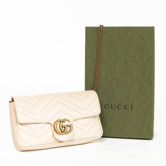 Gucci GG Marmont White Matelasse Chevron Leather Small Shoulder Bag - Picture 14 of 14